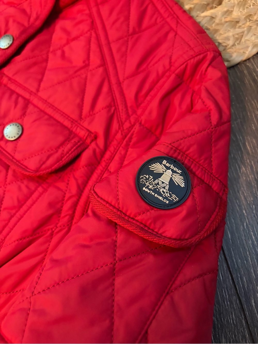 Barbour Bright Red Quilted Field Jacket - Picture 4 of 9